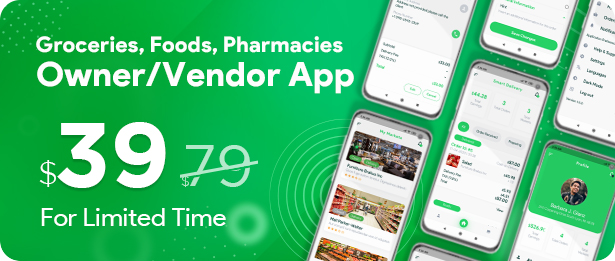 Livreur pour l'épicerie, les aliments, les pharmacies et les magasins Flutter App - 1